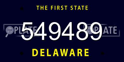 549489 Delaware License Plate