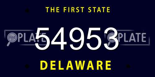 54953 Delaware License Plate