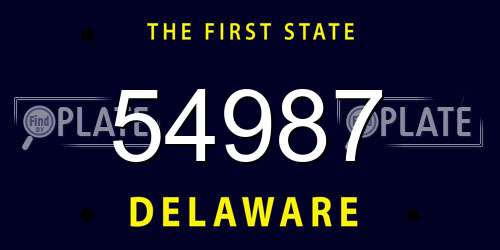 54987 Delaware License Plate