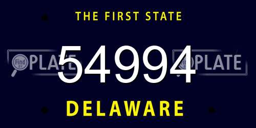 54994 Delaware License Plate