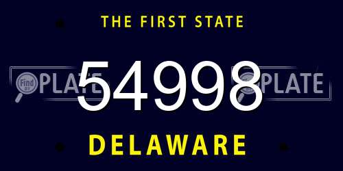 54998 Delaware License Plate