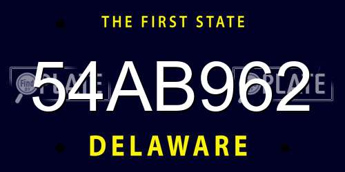 54AB962 Delaware License Plate