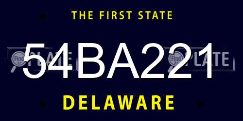 54BA221 Delaware License Plate