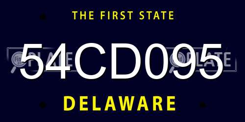 54CD095 Delaware License Plate