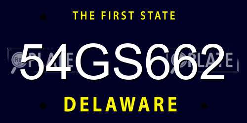 54GS662 Delaware License Plate
