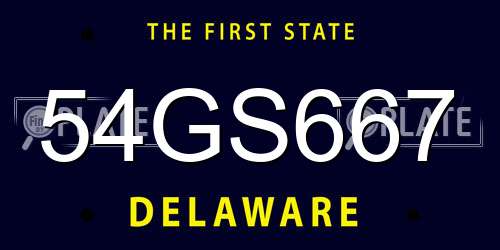 54GS667 Delaware License Plate