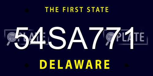 54SA771 Delaware License Plate