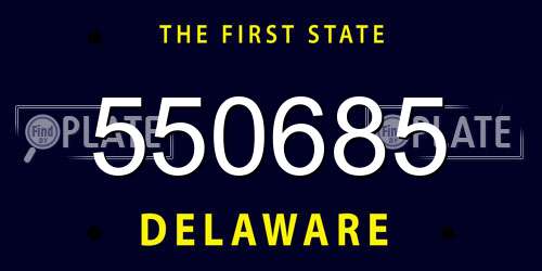 550685 Delaware License Plate