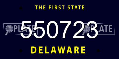 550723 Delaware License Plate