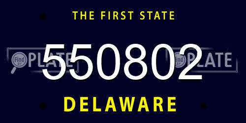 550802 Delaware License Plate