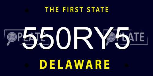 550RY5 Delaware License Plate
