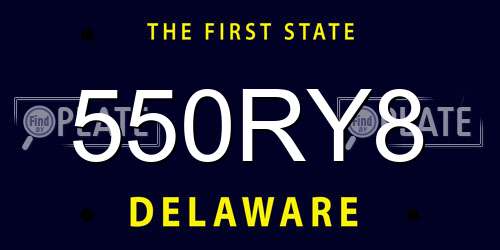 550RY8 Delaware License Plate