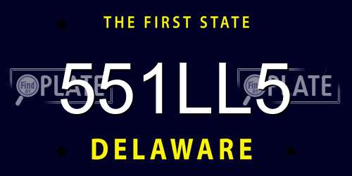 551LL5 Delaware License Plate