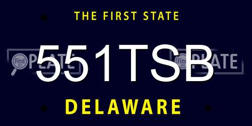 551TSB Delaware License Plate