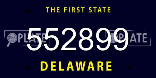552899 Delaware License Plate