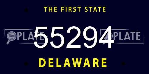 55294 Delaware License Plate