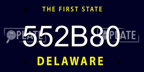 552B80 Delaware License Plate