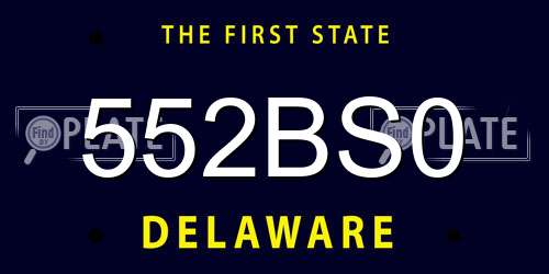 552BS0 Delaware License Plate