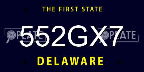 552GX7 Delaware License Plate