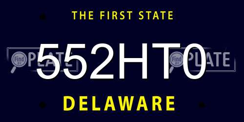 552HT0 Delaware License Plate