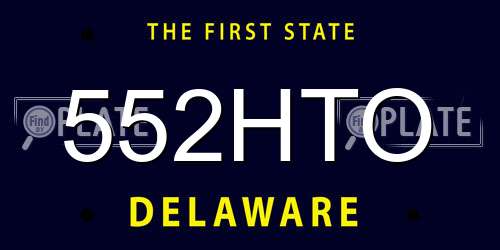 552HTO Delaware License Plate