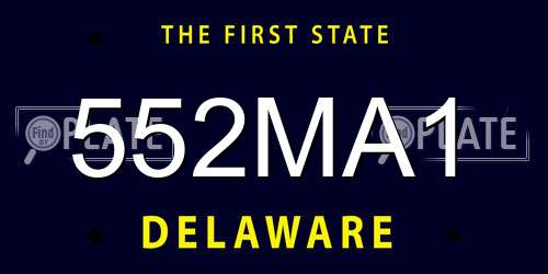 552MA1 Delaware License Plate