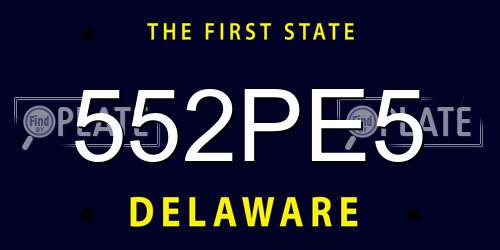 552PE5 Delaware License Plate