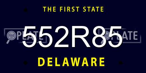 552R85 Delaware License Plate