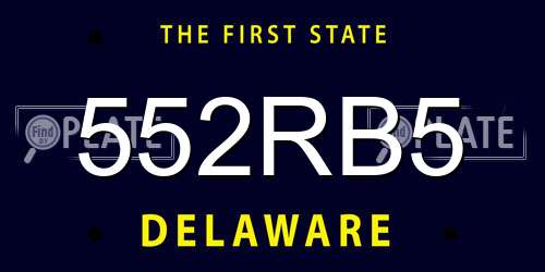 552RB5 Delaware License Plate