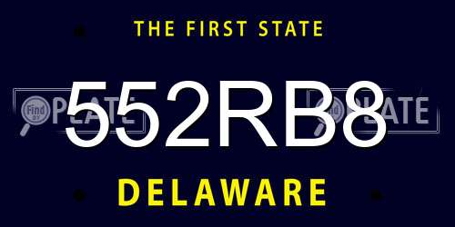 552RB8 Delaware License Plate