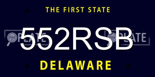 552RSB Delaware License Plate