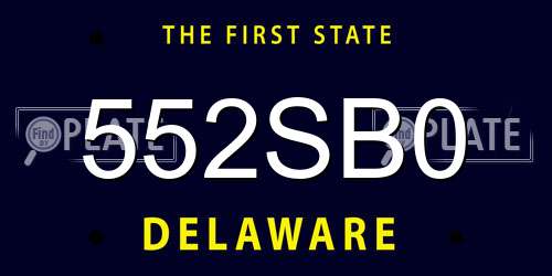 552SB0 Delaware License Plate