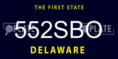 552SBO Delaware License Plate