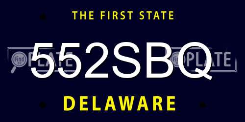552SBQ Delaware License Plate