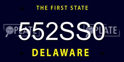 552SS0 Delaware License Plate