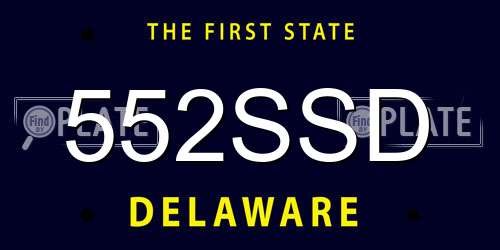 552SSD Delaware License Plate