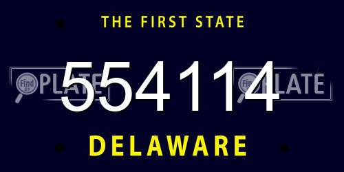 554114 Delaware License Plate