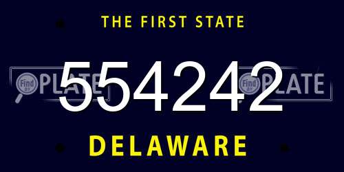 554242 Delaware License Plate