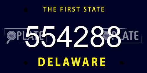 554288 Delaware License Plate