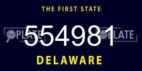 554981 Delaware License Plate