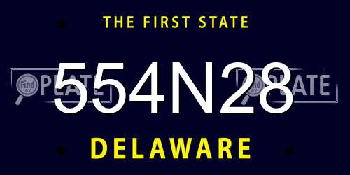 554N28 Delaware License Plate