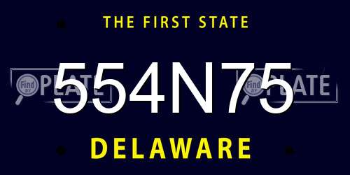 554N75 Delaware License Plate