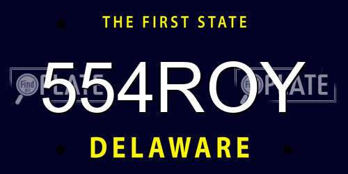 554ROY Delaware License Plate