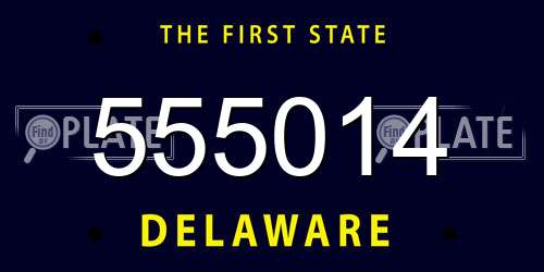 555014 Delaware License Plate