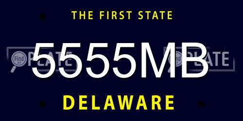5555MB Delaware License Plate