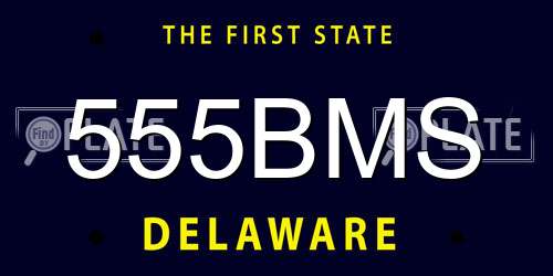 555BMS Delaware License Plate