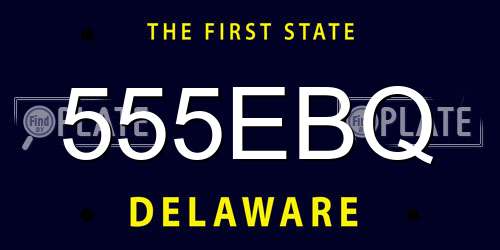 555EBQ Delaware License Plate