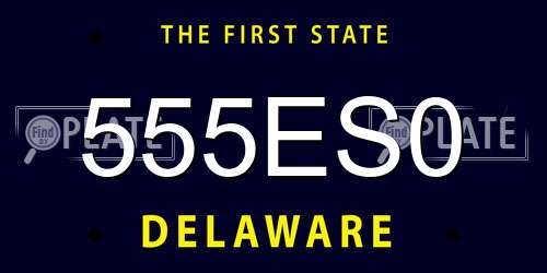 555ES0 Delaware License Plate