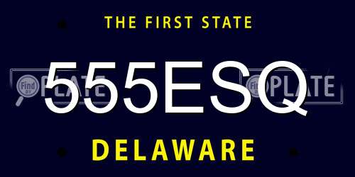 555ESQ Delaware License Plate