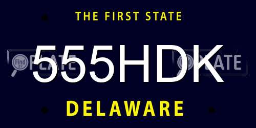 555HDK Delaware License Plate
